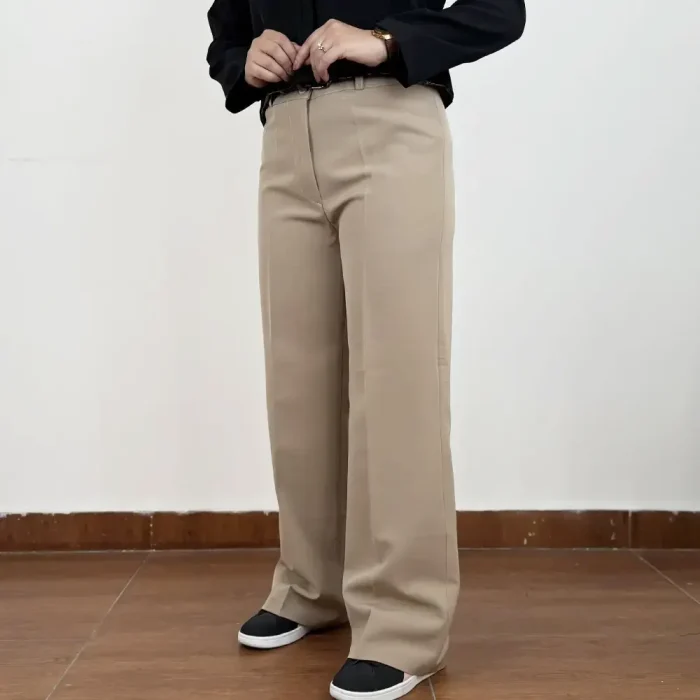 شلوار نیم بگ پارچه ای زنانه کرپ - Image 3