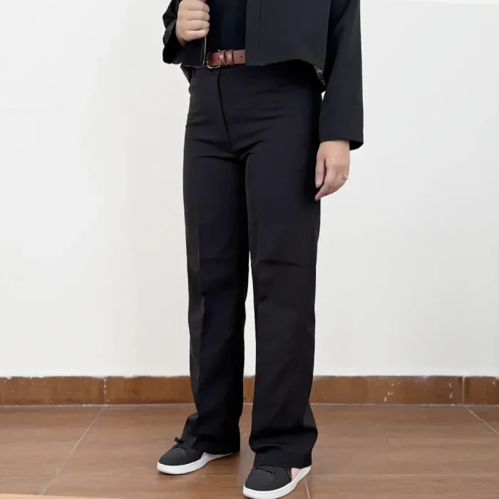 شلوار نیم بگ پارچه ای زنانه کرپ - Image 2