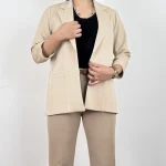 کت زنانه مجلسی کرپ بلند یقه انگلیسی - Image 3