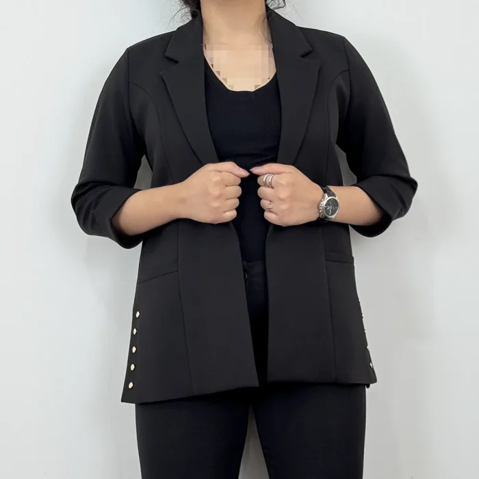 کت زنانه مجلسی کرپ بلند یقه انگلیسی - Image 4