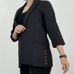 کت زنانه مجلسی کرپ بلند یقه انگلیسی - Image 6