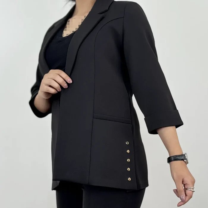کت زنانه مجلسی کرپ بلند یقه انگلیسی - Image 6
