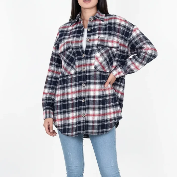 شکت زنانه چهارخونه پشمی - Image 3