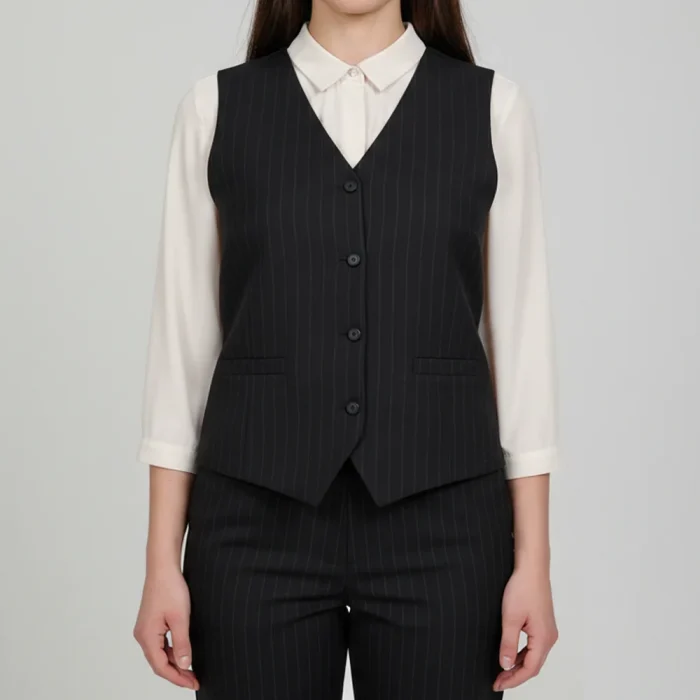 جلیقه زنانه سه دکمه کرپ دیپلمات - Image 4