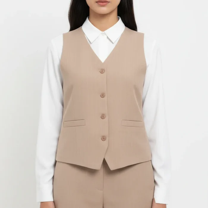 جلیقه زنانه سه دکمه کرپ دیپلمات - Image 5