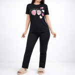 ست تیشرت شلوار خانگی زنانه ویسکوز | فری سایز طرح شماره 1