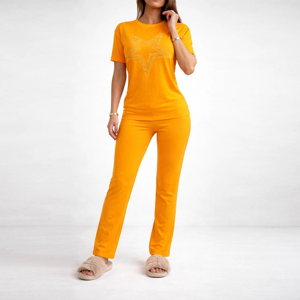 طرح 2- ست تیشرت شلوار خانگی زنانه ویسکوز | فری سایز طرح شماره 2 - Image 1