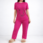 ست تیشرت شلوار خانگی زنانه ویسکوز | فری سایز طرح شماره 3