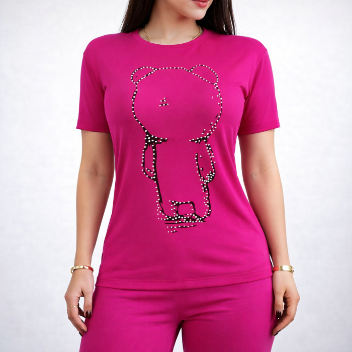 ست تیشرت شلوار خانگی زنانه ویسکوز | فری سایز طرح شماره 3 - Image 2