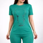 ست تیشرت شلوار خانگی زنانه ویسکوز | فری سایز طرح شماره 5 - Image 2