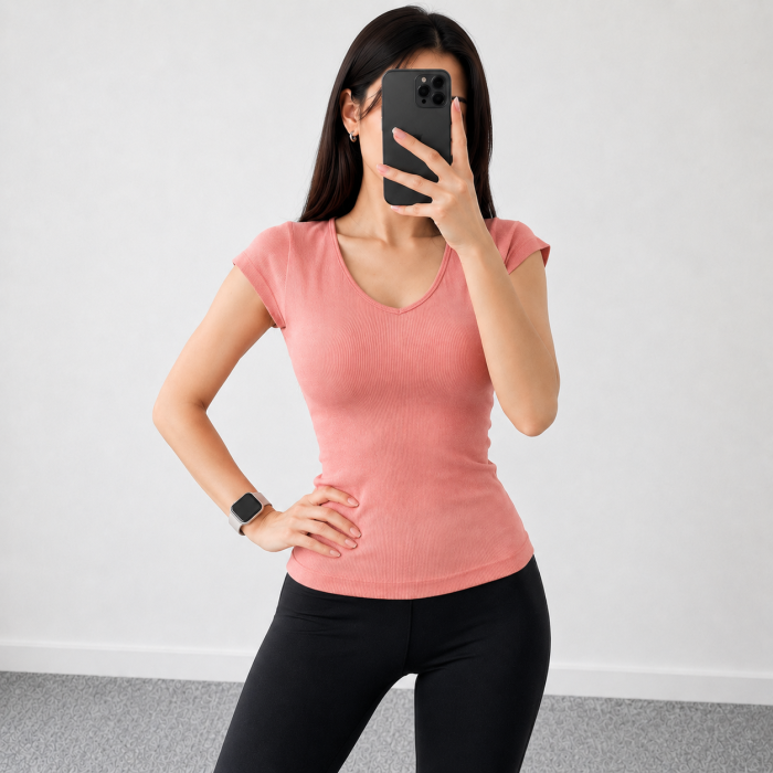 تیشرت دخترانه و زنانه کشی گیاهی فری سایز وارداتی یقه هفت روزمرگی و ورزشی - Image 4
