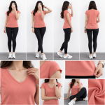 تیشرت دخترانه و زنانه کشی گیاهی فری سایز وارداتی یقه هفت روزمرگی و ورزشی - Image 3