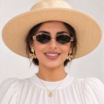 عینک آفتابی زنانه شش ضلعی طرح سلین Celine های کپی با فریم طلایی و عدسی دودی UV400 مناسب روزمرگی استایل کلاسیک فشن - تصویر 2