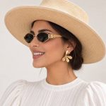 عینک آفتابی زنانه شش ضلعی طرح سلین Celine های کپی با فریم طلایی و عدسی دودی UV400 مناسب روزمرگی استایل کلاسیک فشن - تصویر 3
