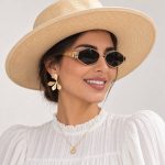 عینک آفتابی زنانه شش ضلعی طرح سلین Celine های کپی با فریم طلایی و عدسی دودی UV400 مناسب روزمرگی استایل کلاسیک فشن