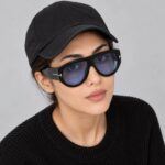 عینک آفتابی زنانه و مردانه مدل تام فورد uv400 خلبانی آبی فریم مشکی | مستر کوالیتی اورسایز استایلی - تصویر 5