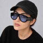 عینک آفتابی زنانه و مردانه مدل تام فورد uv400 خلبانی آبی فریم مشکی | مستر کوالیتی اورسایز استایلی - تصویر 2