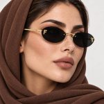 عینک آفتابی دخترانه فندی مدل بیضی جنس فلزی دودی مناسب روزمرگی استایل کلاسیک - تصویر 2