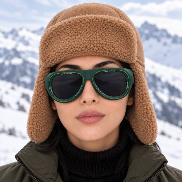 عینک آفتابی لویی ویتون زنانه و مردانه مدل 7781 | LOUIS VUITTON فریم کائوچویی ارتشی سبز UV400 مناسب روزمرگی - تصویر 4